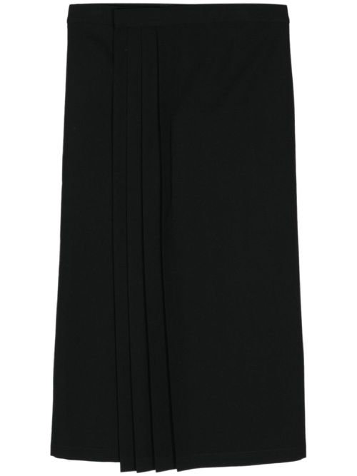 Pleated wool midi skirt - Black