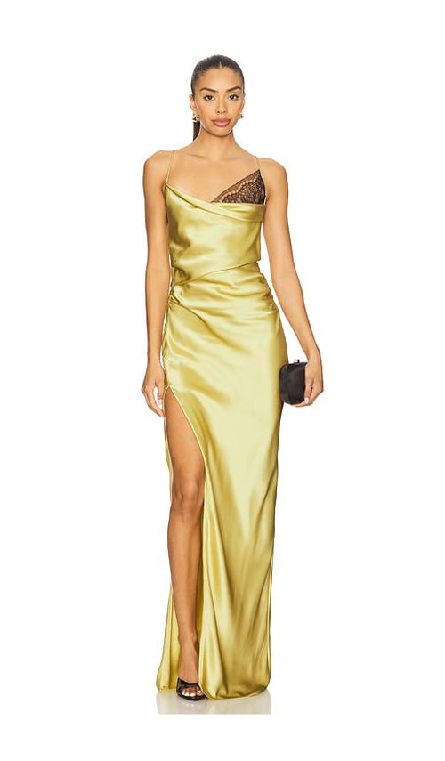 The Sei Lace Inset Cowl Gown in Fossil - Taupe. 2 also in