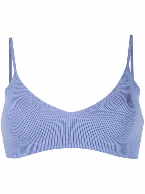 Ribbed-knit bralette - Purple