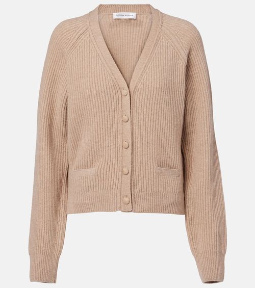 Ribbed-knit wool and cashmere cardigan