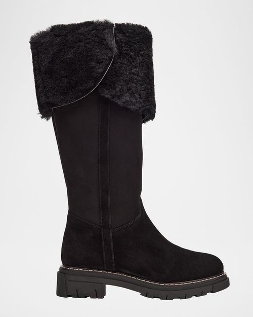 Davide Shearling-Lined Waterproof Suede Knee-High Boots