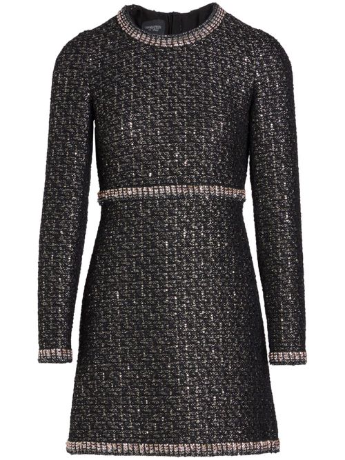 Sequinned bouclé mini dress - Black