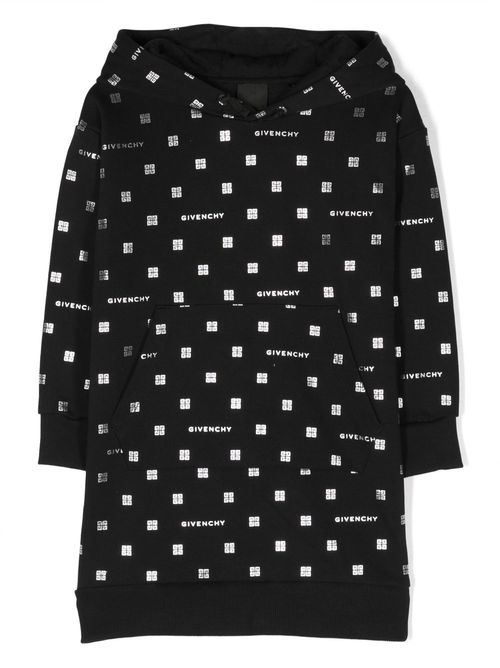 4G logo hooded dress - Black