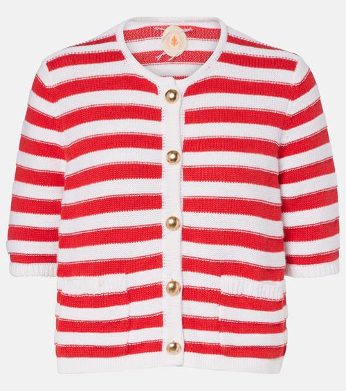 Striped cotton and cashmere cardigan
