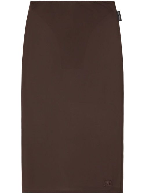Semi-sheer midi skirt - Brown