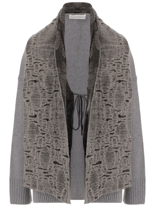 Open-Front Wool And Cashmere Sweater With Embroidered Shawl