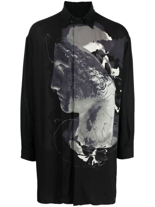 Graphic-print long-sleeve shirt - Black