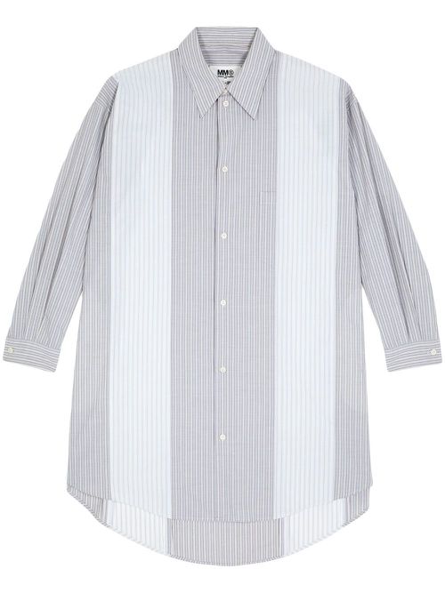 Panelled pinstripe shirt dress - Grey