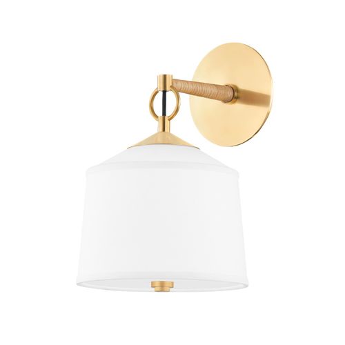 Aged Brass One Light Wall Sconce from the White Plains Collection