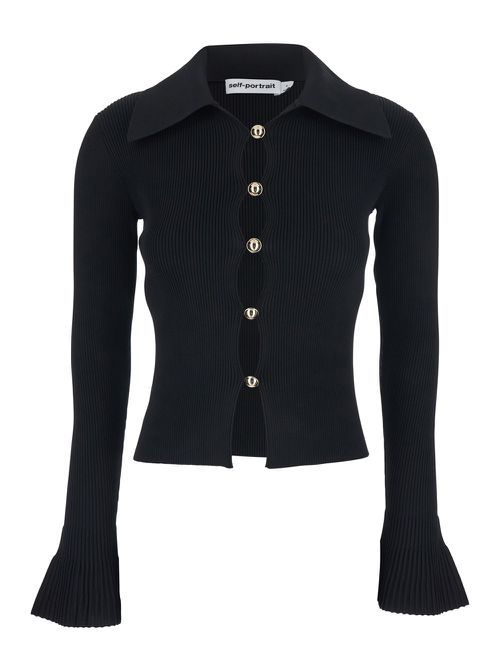 Black Button Down Knit Top