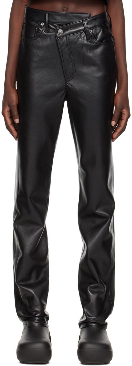 Black Criss-Cross Leather Pants