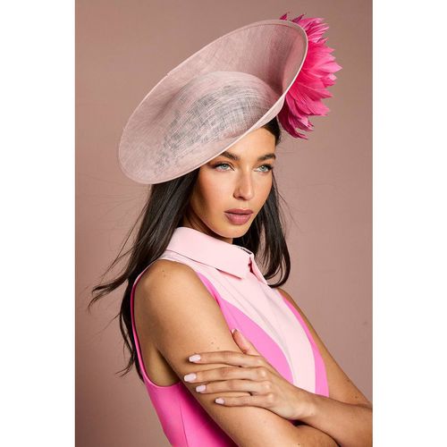 Coast Women's Lisa Tan Side Facing Feather Detail Fascinator in Pink