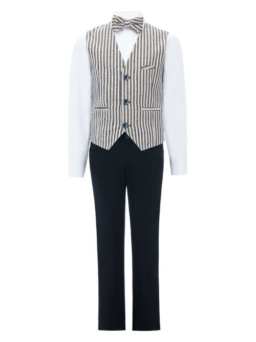 Ruggero striped vest set - Neutrals