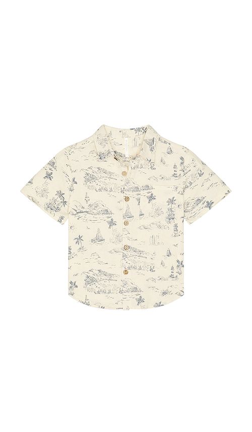 Rylee + Cru Collared Short Sleeve Shirt in Cream. 12-18M. Also -24M