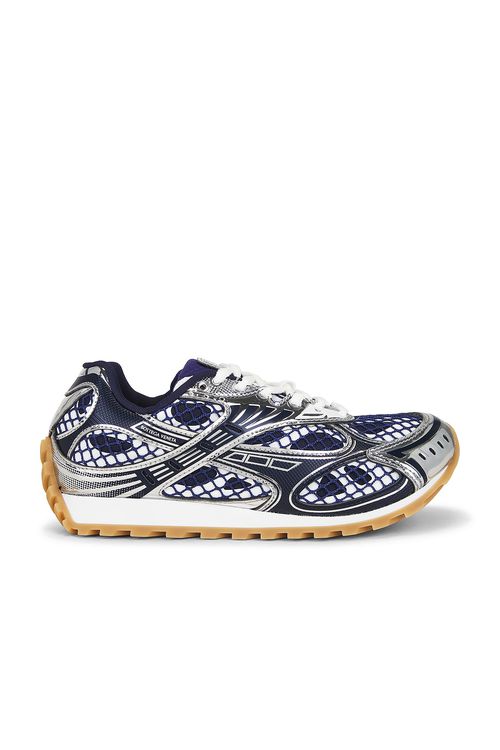 Bottega Veneta Orbit Sneaker in Abyss & Silver - Navy,Metallic Silver. 35 also , 37, 38, 39, 40