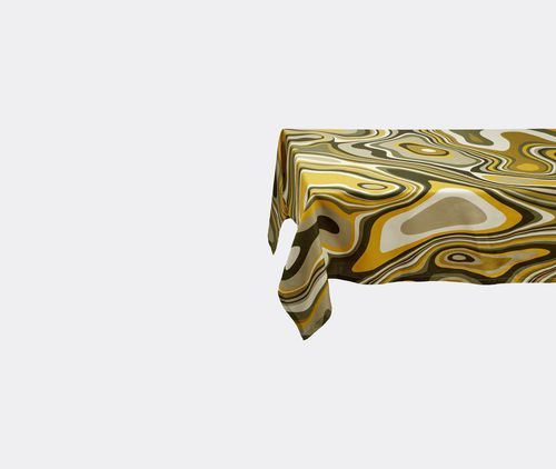 'linen Sateen Waves' Tablecloth, Large, Green And Yellow