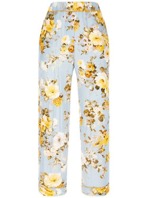 Floral-print trousers - Blue