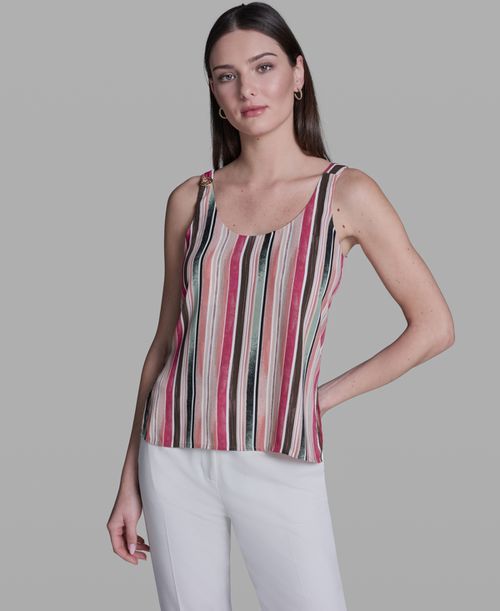 Women's Striped Sleeveless Top - Sunset Rose Multi