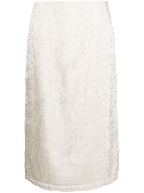 Crushed-velvet midi skirt - Neutrals