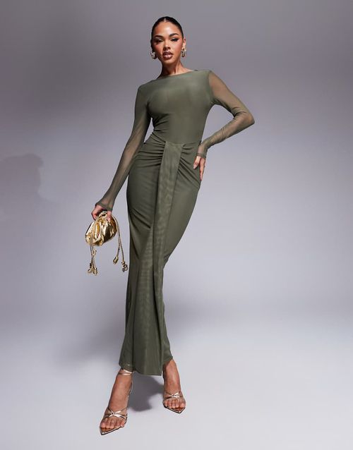 knee length dresses for ladies Unique Vintage Teal Floral Brocade Wrap Midi Dress