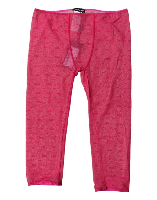 Logo-Patterned Lace Bodysuit — Pink