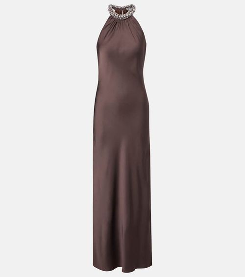 Embellished satin gown