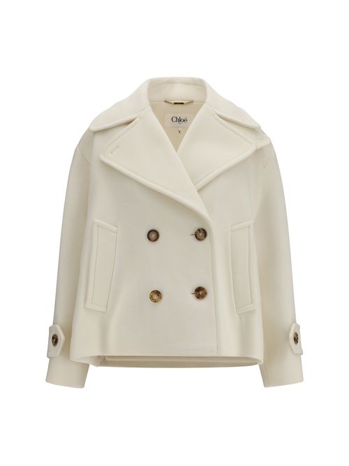 Double-Breasted Wool Coat — White