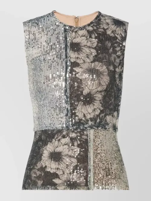 Maison Margiela - sleeveless dress draped skirt sequin flora