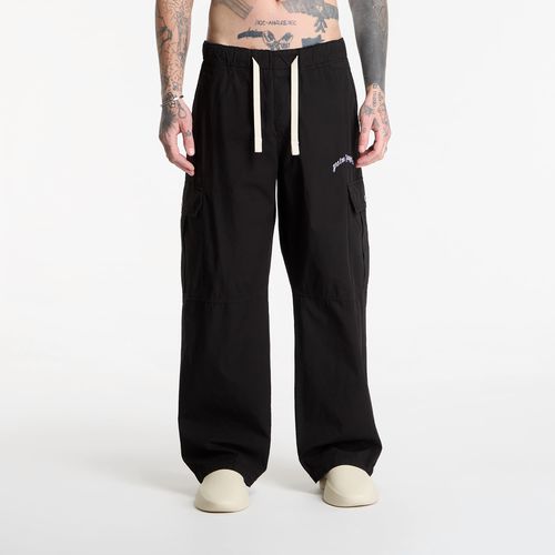 Pants Palm Angels Curved Logo Loose Cargo Pants Black/ Off White