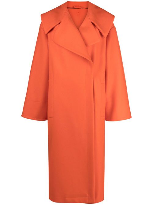 Wide-lapels wool-blend coat - Orange