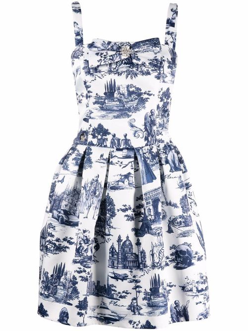 En Plein Air print mini dress - White