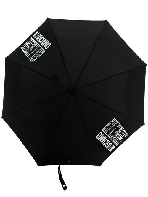 Barcode-print foldable umbrellla - Black