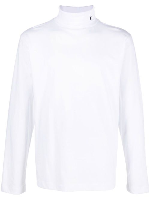 Logo-embroidered roll neck sweater - White