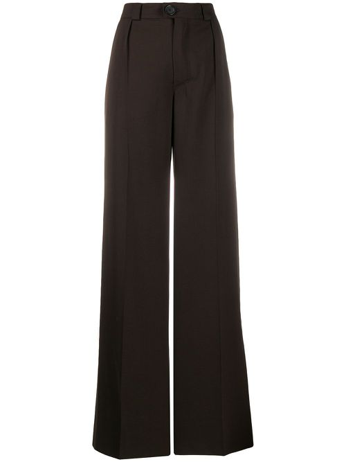 High-waist flared trousers - Brown