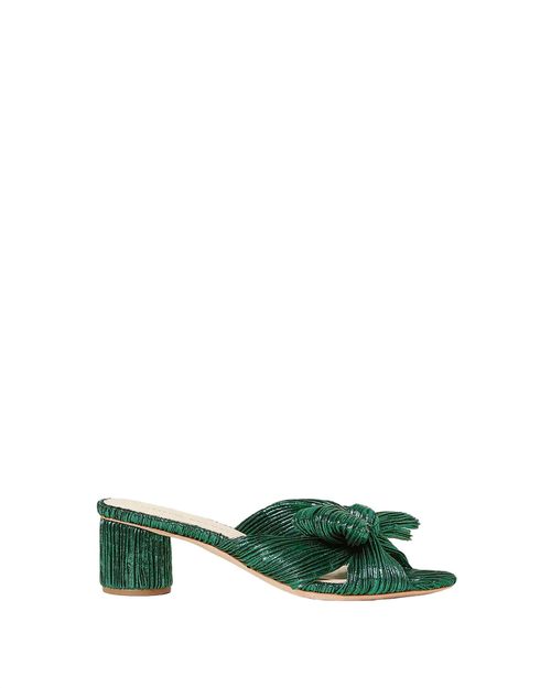Women Emilia Pleated Bow Heel Sandal In Emerald