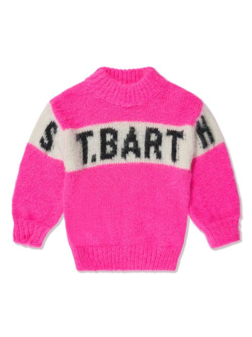 Intarsia-knit mock-neck jumper - Pink