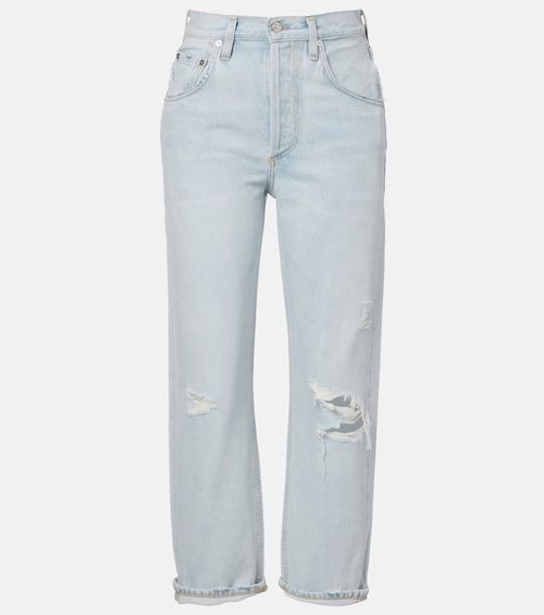 Dahlia distressed low-rise wide-leg jeans