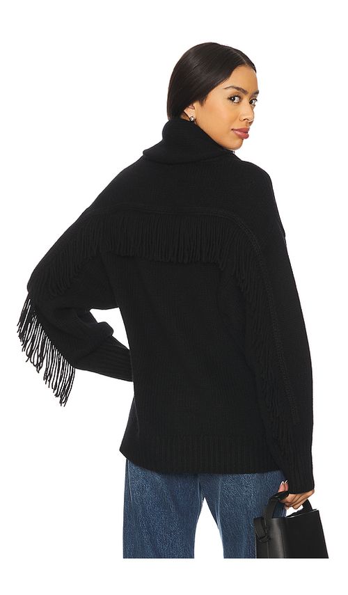 White & Warren Luxe Fringe Coatigan in Black. XS. Also in L
