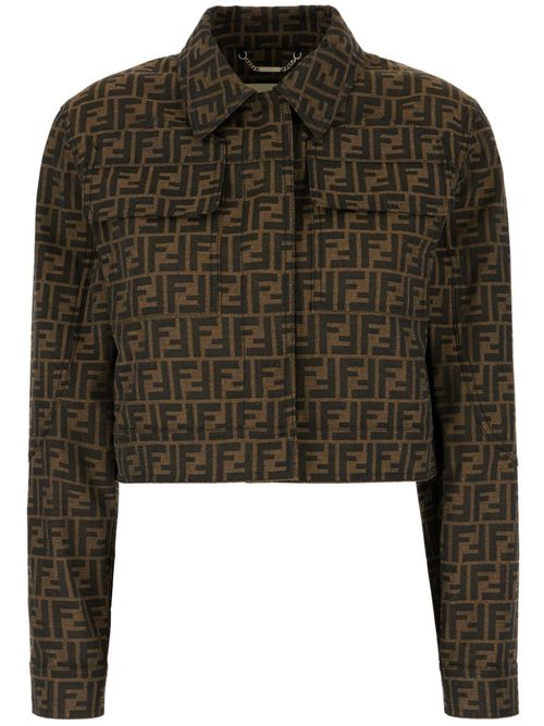 FF-motif cropped jacket - Brown