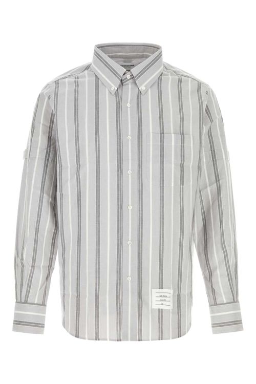 Striped Cotton Shirt — Gray