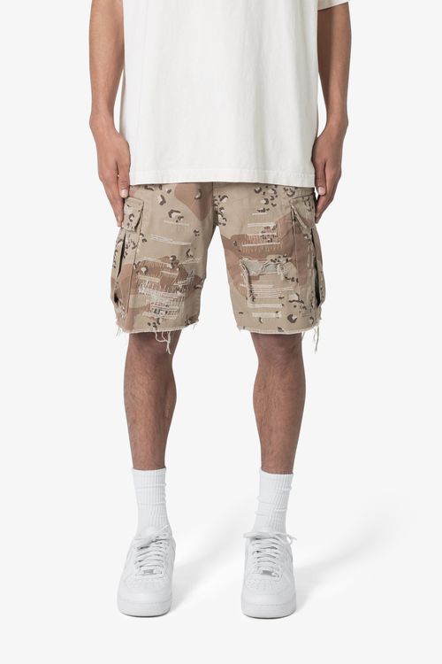 Distressed Cargo Shorts - Desert Camo