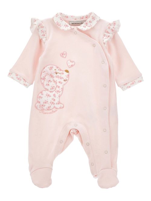 Logo-embroidered babygrow - Pink