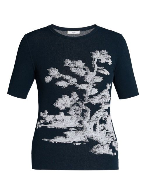 Jacquard short-sleeve top - Blue