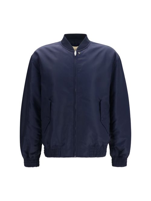 Nylon with Ruffled Cuffs Jacket — Navy