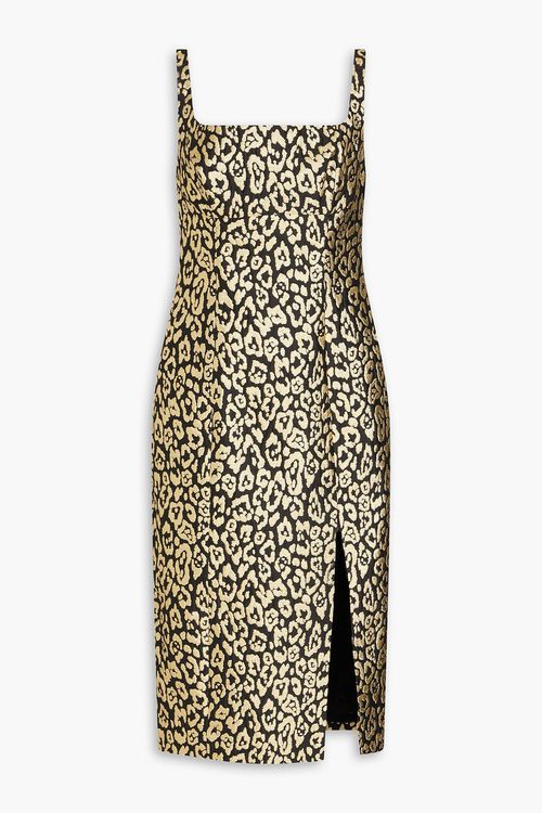 Metallic jacquard midi dress