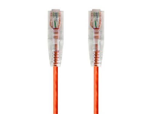Cat6 1ft Orange Component Level Patch Cable, UTP, 28AWG, 550MHz, Pure Bare Copper, Snagless RJ45, SlimRun Series Ethernet Cable