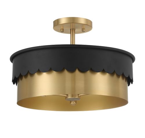 Trade Winds Suzy 3-Light Ceiling Light in Matte Black and Natural Bra
