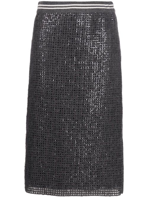 Sequin-embellished midi skirt - Grey