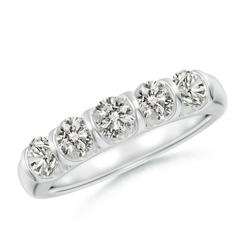 Angara 1.0 Carat Bar Set Five Stone Round Diamond Wedding Ring for Her in 14K White Gold