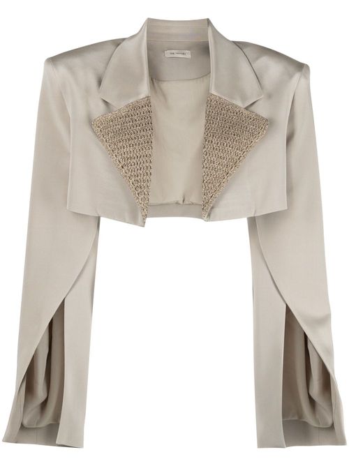 Marica crochet-panel cropped blazer - Neutrals